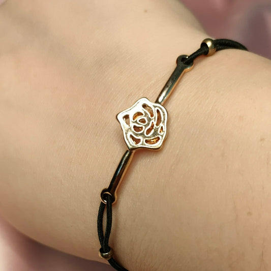 Bracelet élastique médaillon rose