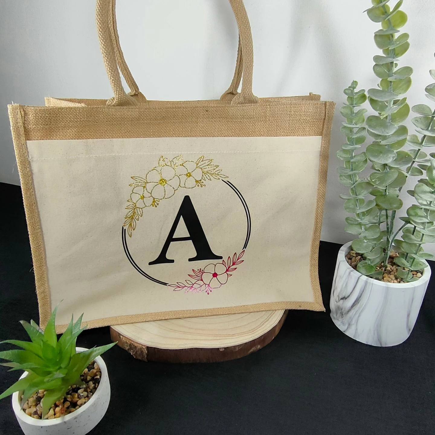 Sac en toile de jute Modèle 1 floral