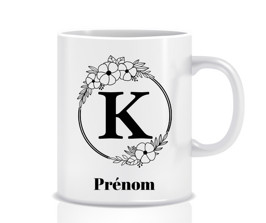 Tasse Personnalisée Monogramme Floral K