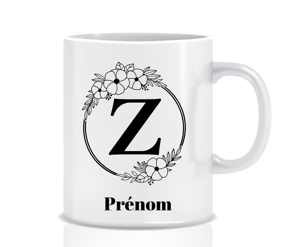 Tasse Personnalisée Monogramme Floral Z