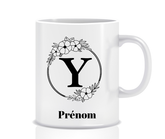 Tasse Personnalisée Monogramme Floral Y