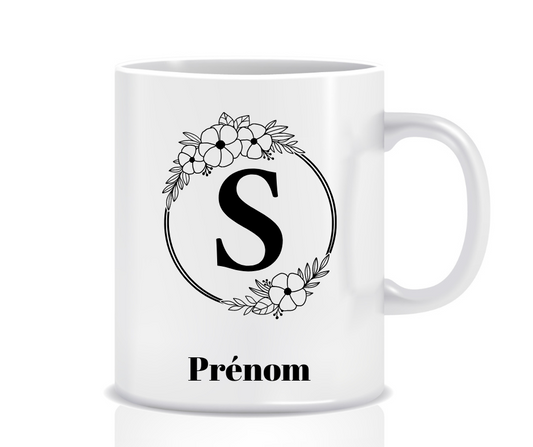 Tasse Personnalisée Monogramme Floral S