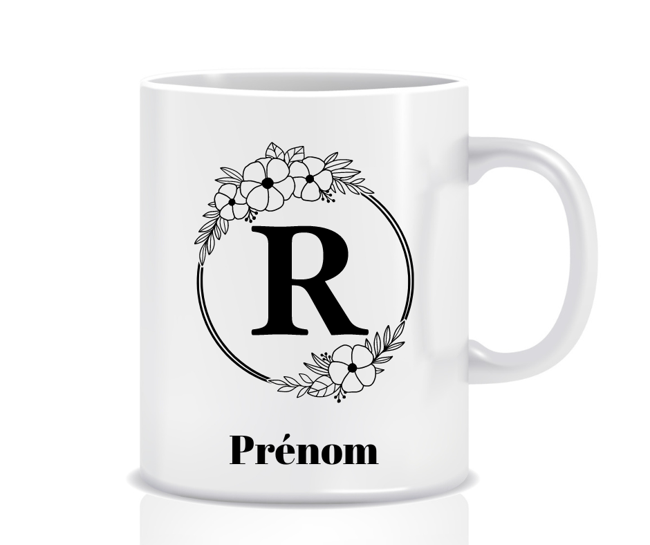 Tasse Personnalisée Monogramme Floral R