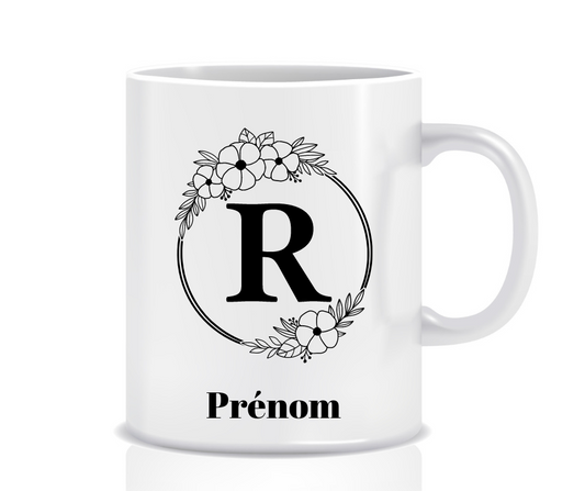 Tasse Personnalisée Monogramme Floral R