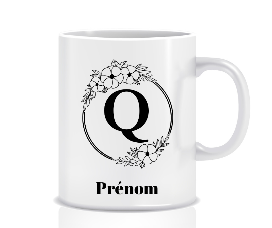 Tasse Personnalisée Monogramme Floral Q