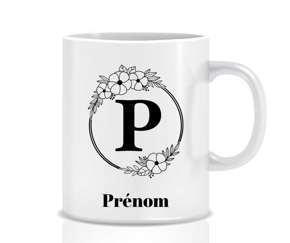 Tasse Personnalisée Monogramme Floral P