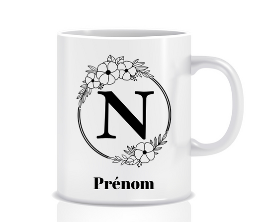 Tasse Personnalisée Monogramme Floral N