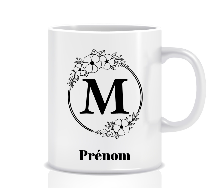 Tasse Personnalisée Monogramme Floral M