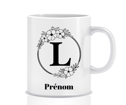 Tasse Personnalisée Monogramme Floral L