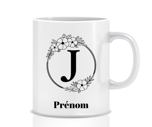 Tasse Personnalisée Monogramme Floral J