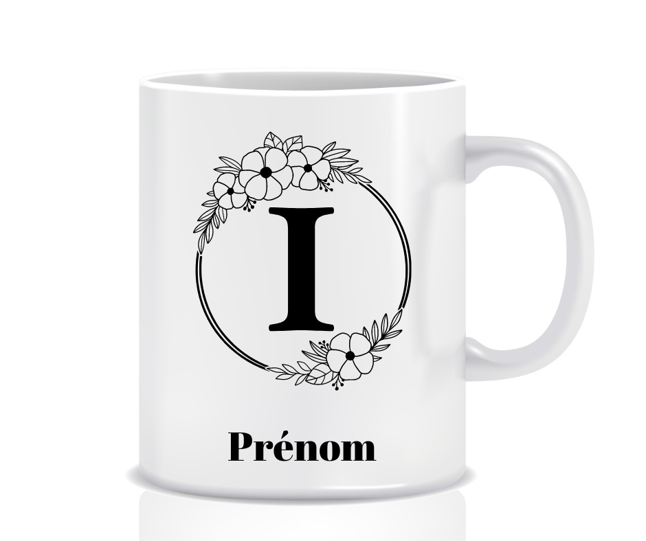 Tasse Personnalisée Monogramme Floral I