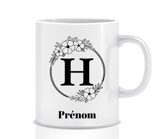 Tasse Personnalisée Monogramme Floral H