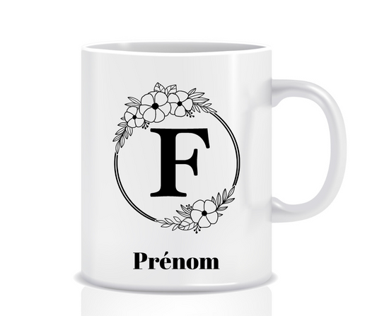 Tasse Personnalisée Monogramme Floral F