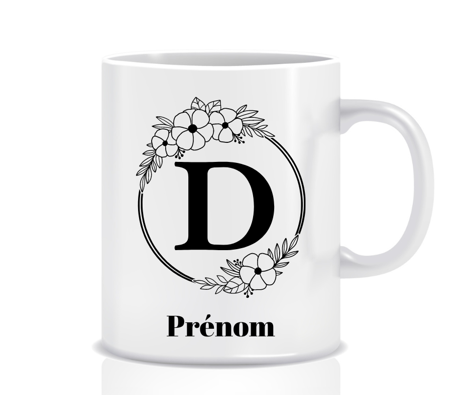 Tasse Personnalisée Monogramme Floral D