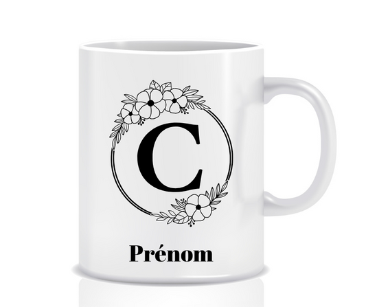 Tasse Personnalisée Monogramme Floral C