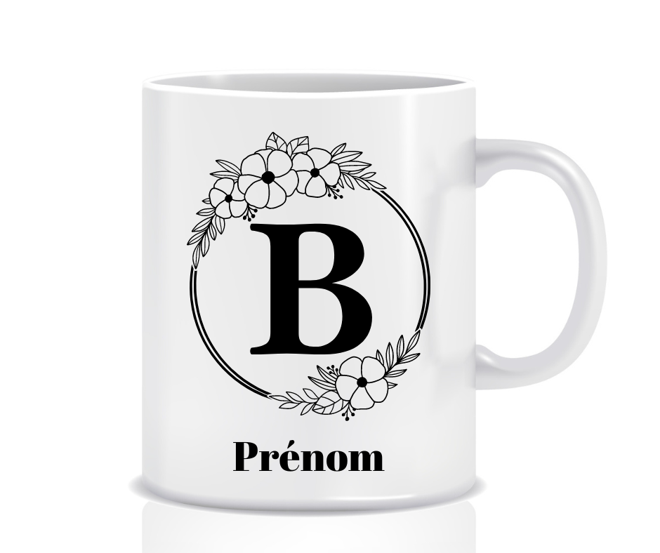 Tasse Personnalisée Monogramme Floral B