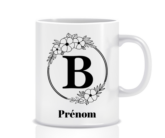 Tasse Personnalisée Monogramme Floral B