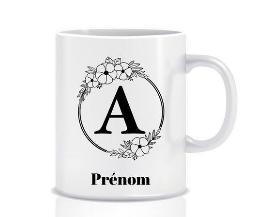 Tasse Personnalisée Monogramme Floral A