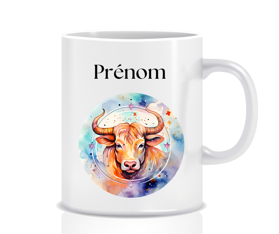 TASSE ZODIAQUE TAUREAU + PRENOM